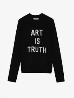 Zadig & Voltaire Black Crewneck Sweater with White 'ART IS TRUTH' Graphic